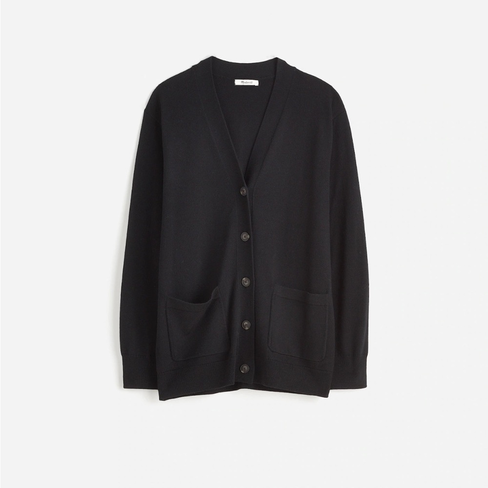 Merino Wool Boyfriend Cardigan XS Black - Picture 5 of 9